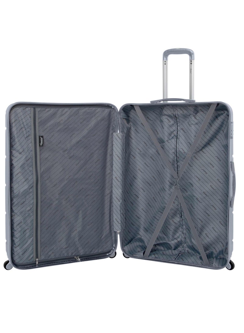 Hard Case Travel Bag Trolley Luggage Set of 3 ABS Lightweight Suitcase with 4 Spinner Wheels A1012 Silver