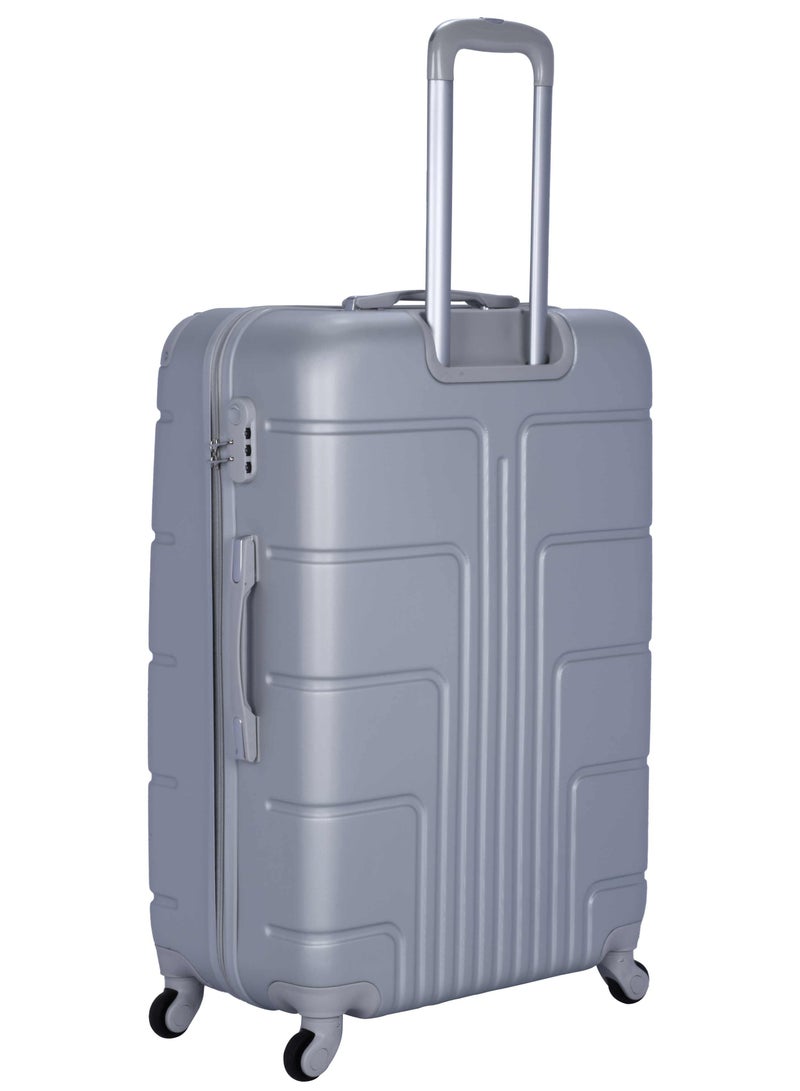 Hard Case Travel Bag Trolley Luggage Set of 3 ABS Lightweight Suitcase with 4 Spinner Wheels A1012 Silver