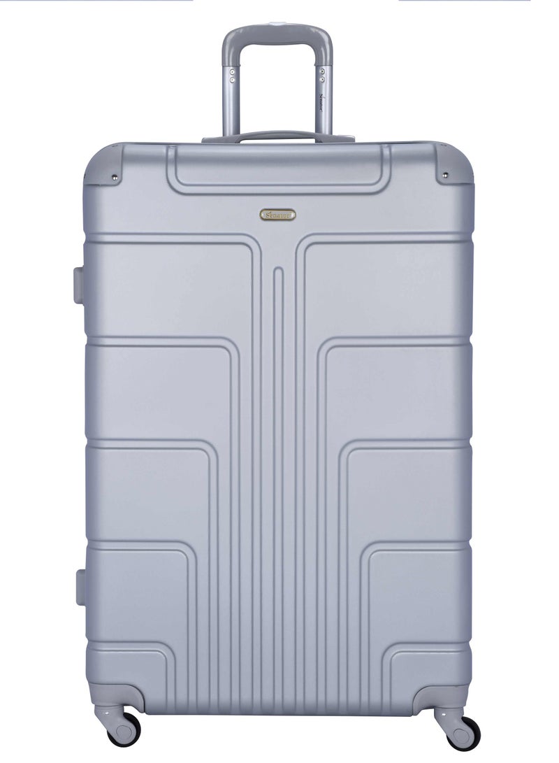Hard Case Travel Bag Trolley Luggage Set of 3 ABS Lightweight Suitcase with 4 Spinner Wheels A1012 Silver