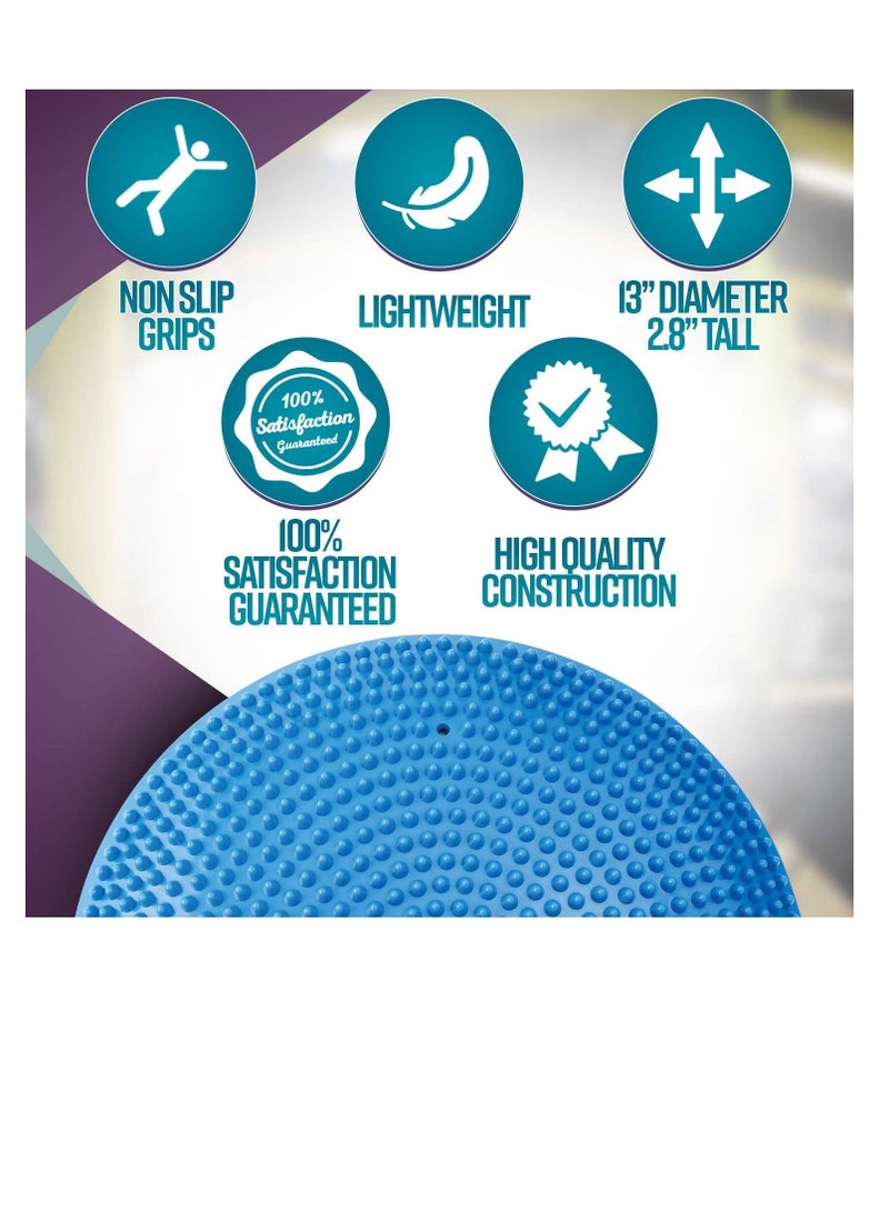 Inflated Air Stability Wobble Cushion w Air Pump Anti-Burst Wiggle Seat Toxin-Free Inflatable Exercise Fitness Core Balance Disc for Better Seating Therapy Sensory Cushion for School Chair