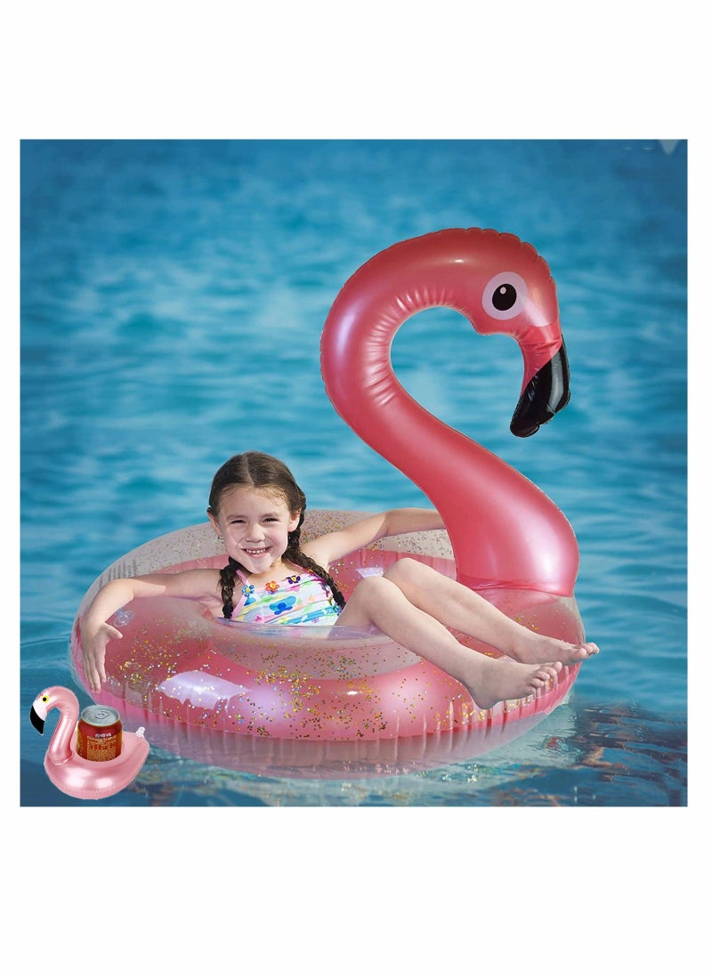 Flamingo Shape Inflatable Pool Float with Pool Drink Holder