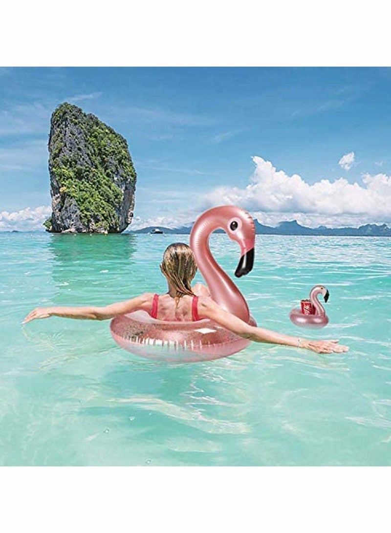 Flamingo Shape Inflatable Pool Float with Pool Drink Holder