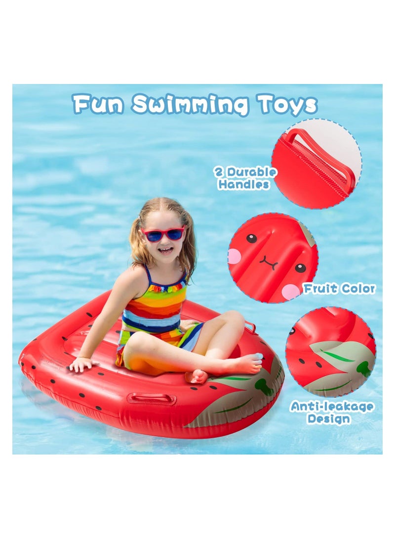 Inflatable Boogie Boards for Kids, Swimming Pool Floating Boards, Surf Bodyboard with Handles Pineapple Strawberry, Learn to Swim Summer Water Fun Toys for Pool Beach Outdoor Party (2Pcs)