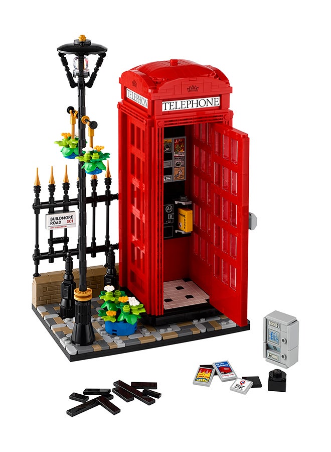 21347 Ideas Red London Telephone Box Model For Adults, Creative Gift Idea For Travel-Lovers, Iconic Souvenir Set, Mobile Phone Holder, Home Or Office Décor (1,460 Pieces)