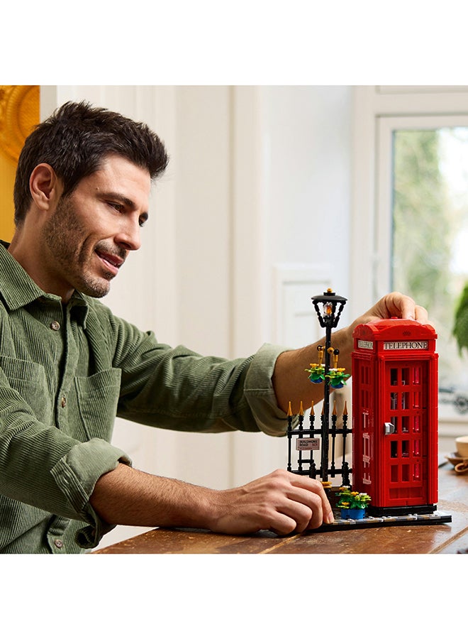 21347 Ideas Red London Telephone Box Model For Adults, Creative Gift Idea For Travel-Lovers, Iconic Souvenir Set, Mobile Phone Holder, Home Or Office Décor (1,460 Pieces)