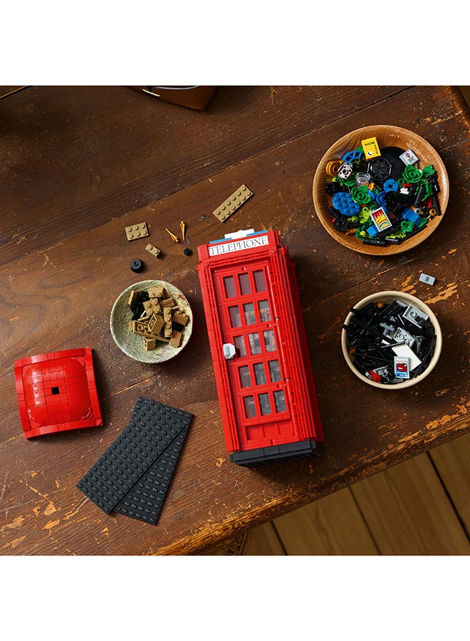 21347 Ideas Red London Telephone Box Model For Adults, Creative Gift Idea For Travel-Lovers, Iconic Souvenir Set, Mobile Phone Holder, Home Or Office Décor (1,460 Pieces)