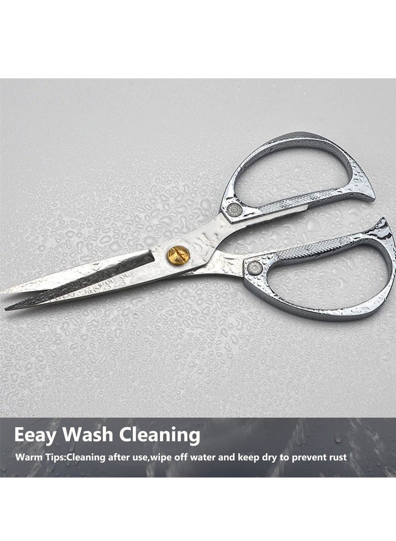 Kitchen Scissors, Heavy Duty Stainless Steel Kitchen Shears, Multi-Purpose Kitchen Shears, Non Slip Sharp Cooking Scissors for Kitchen, Chicken, Poultry, Fish, Meat, Herbs (Silver)