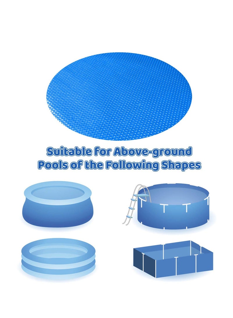 10 Inch Pool Cover for Round, Irregular Above Ground and In Ground Pool Solar Cover, Solar Pool Hot Tub Blanket Covers