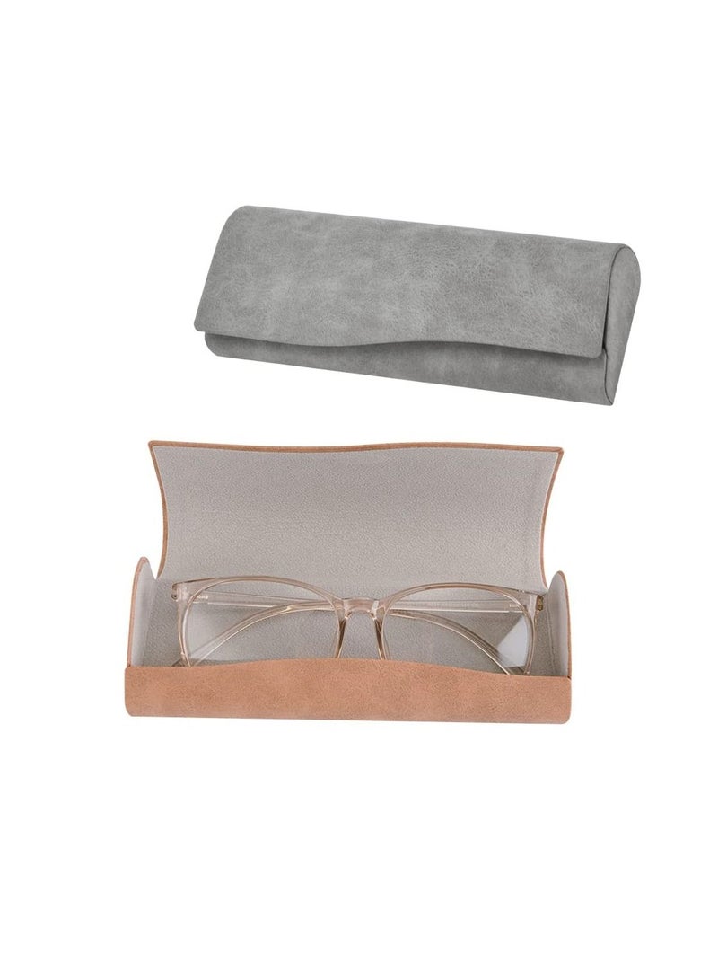 KASTWAVE Hard Shell Sunglasses Case Leather Glasses Case Protective Sunglasses Pouch Holder Storage Eye Glasses Pouch Carry Case with Cleaning Cloth for Men and Women (2 Pcs Yellow and Gray)