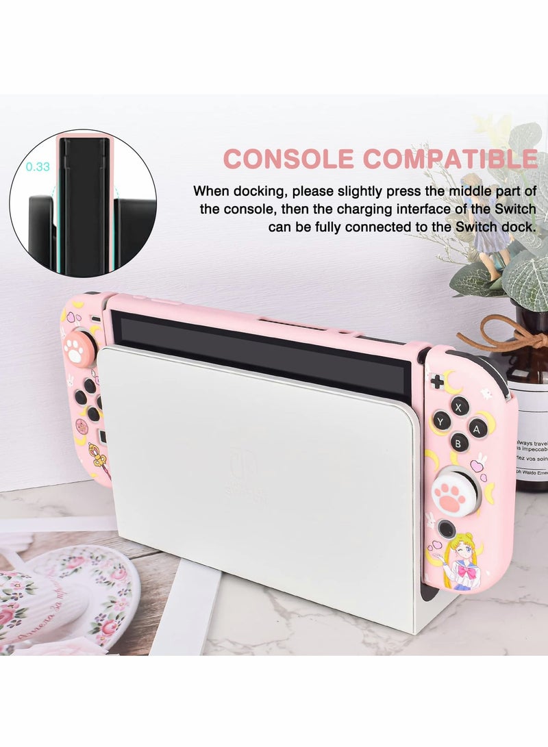 Protective Case for Nintendo Switch Cute Soft Slim Grip Cover Shell for Console and Joy Con with Screen Protector Thumb Grips Anti Scratch