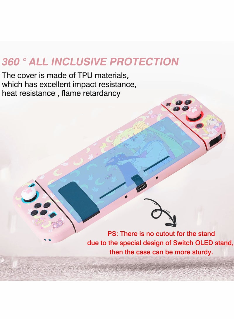 Protective Case for Nintendo Switch Cute Soft Slim Grip Cover Shell for Console and Joy Con with Screen Protector Thumb Grips Anti Scratch