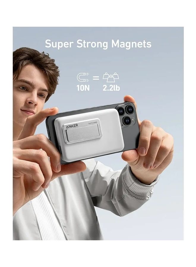 Power Bank, 633 Magnetic Battery, 10,000mAh Foldable Magnetic Wireless Portable Charger, Only for iPhone 16/16 Pro / 16 Pro Max / 15/15 Pro and 15 Pro Max/14/13/12 Series white