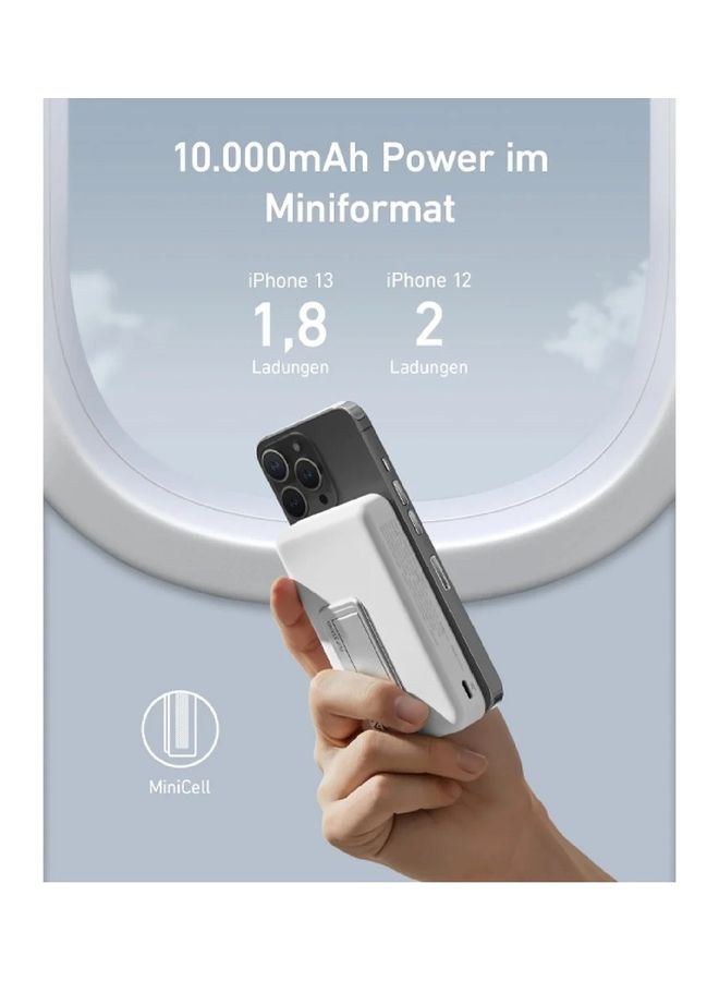 Power Bank, 633 Magnetic Battery, 10,000mAh Foldable Magnetic Wireless Portable Charger, Only for iPhone 16/16 Pro / 16 Pro Max / 15/15 Pro and 15 Pro Max/14/13/12 Series white