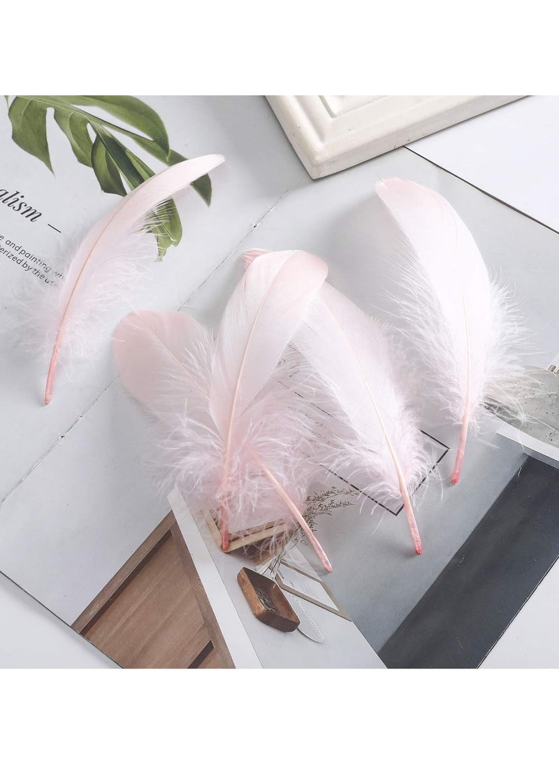 100PCS Natural Goose Feathers Decoration Assorted Colorful 8 inch Feather for DIY Crafts Festival Erikord Light Pink