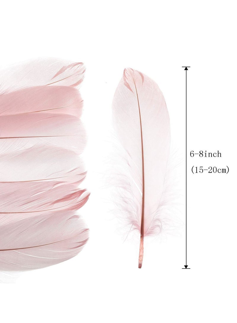 100PCS Natural Goose Feathers Decoration Assorted Colorful 8 inch Feather for DIY Crafts Festival Erikord Light Pink