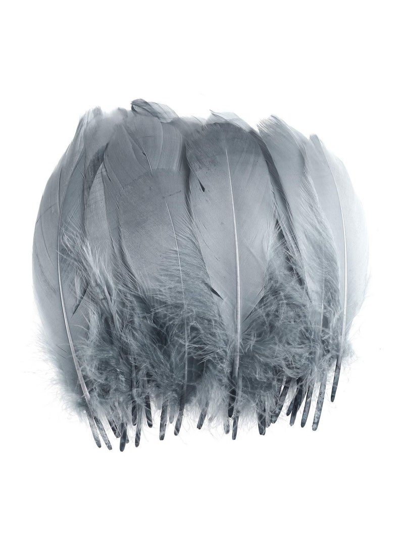 100PCS Natural Goose Feathers Decoration Assorted Colorful 8 inch Feather for DIY Crafts Festival Erikord Grey