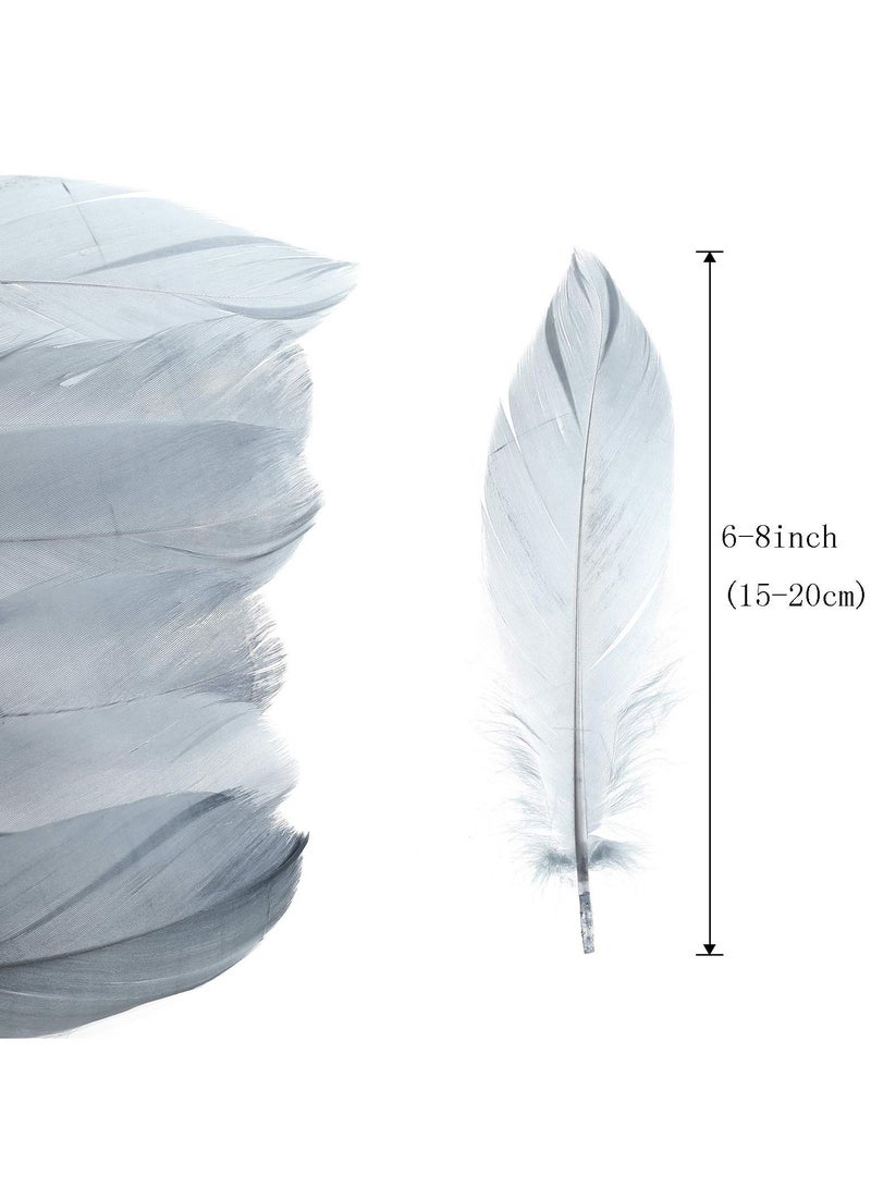 100PCS Natural Goose Feathers Decoration Assorted Colorful 8 inch Feather for DIY Crafts Festival Erikord Grey