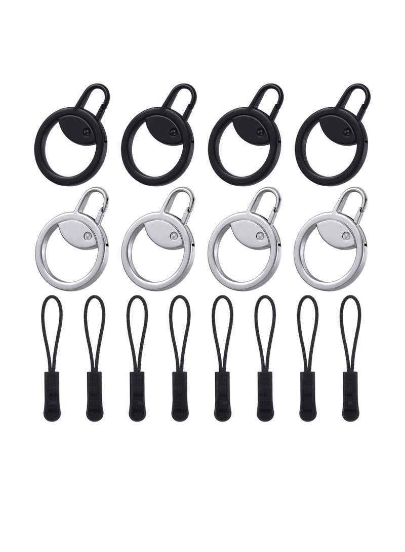 Ring Zipper Pull Replacement, Zipper Pulls Extensions, Luggage Zipper Tab Replacement, 16 Pcs Detachable Zipper Pulls Repair Kit Zipper Tab Tags Cord Extension Fixer for Jackets Backpack