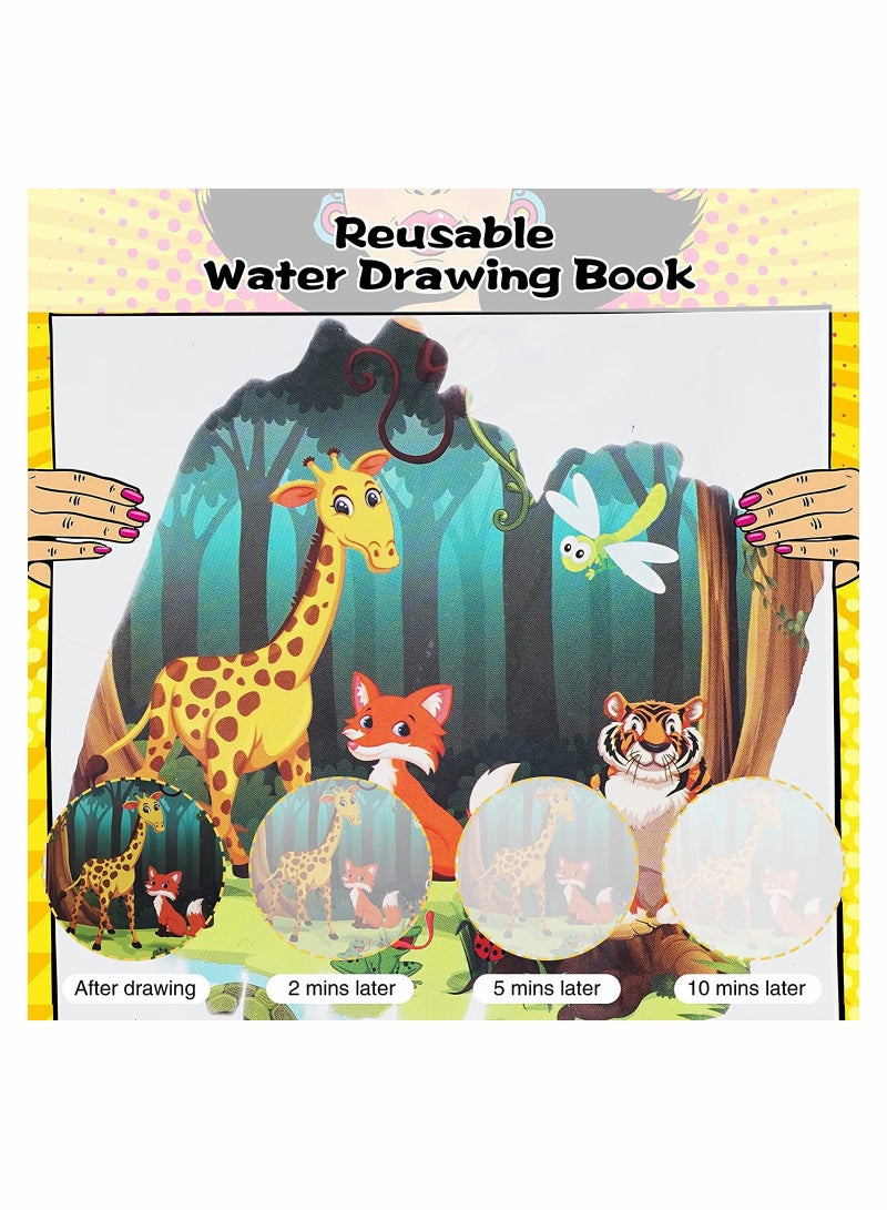 Magical Water Coloring Book Kids Magic Painting Books with Water Reusable Drawing Book for Toddler Cartoon Animals 3 Pack