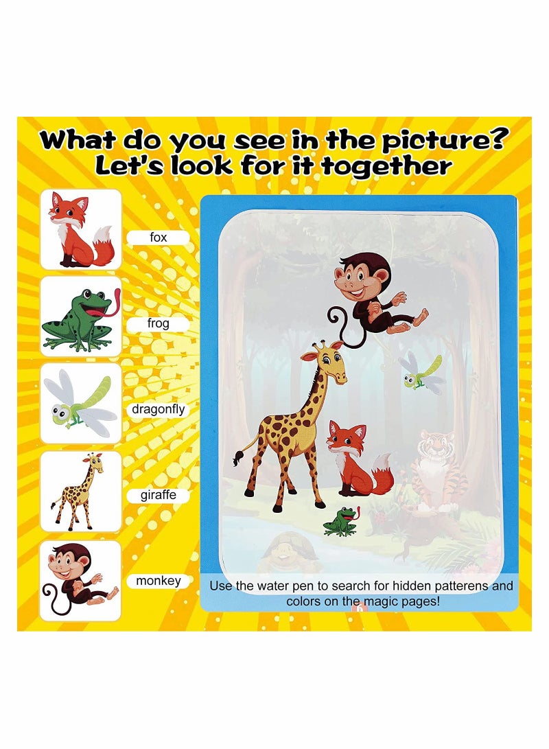 Magical Water Coloring Book Kids Magic Painting Books with Water Reusable Drawing Book for Toddler Cartoon Animals 3 Pack