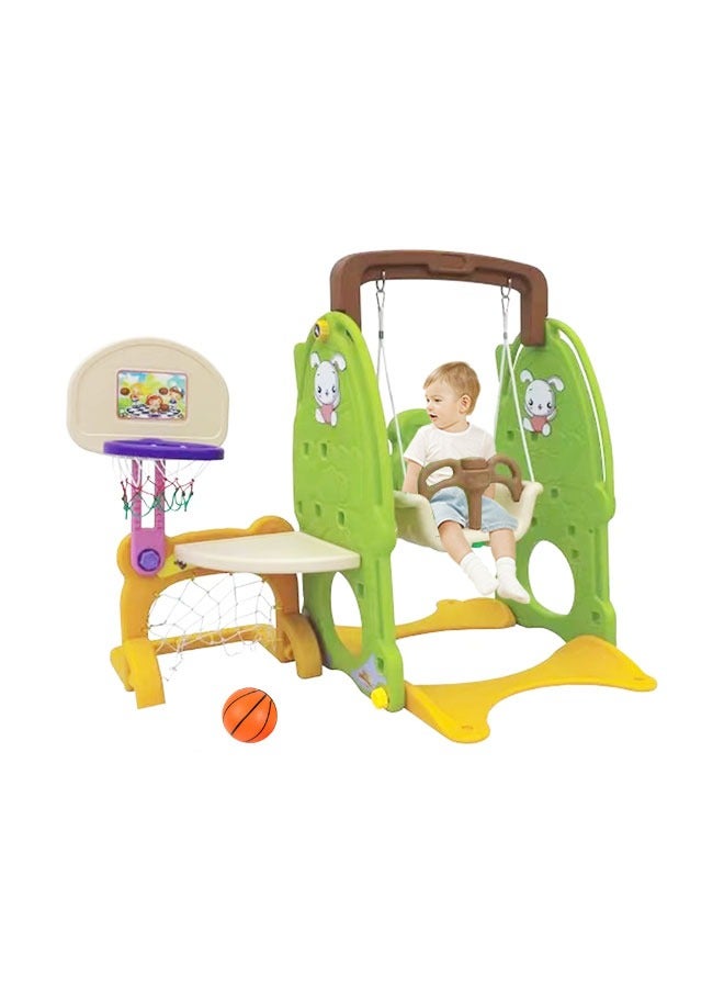 Kids Baby 4 In 1 Swing Plastic Desk Basketball Hoop and Football Rack Indoor Park Playground Play Area