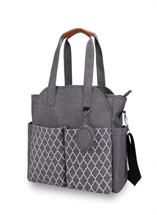 Multifunctional Signature Diaper Bag With Changing Mat - Grey