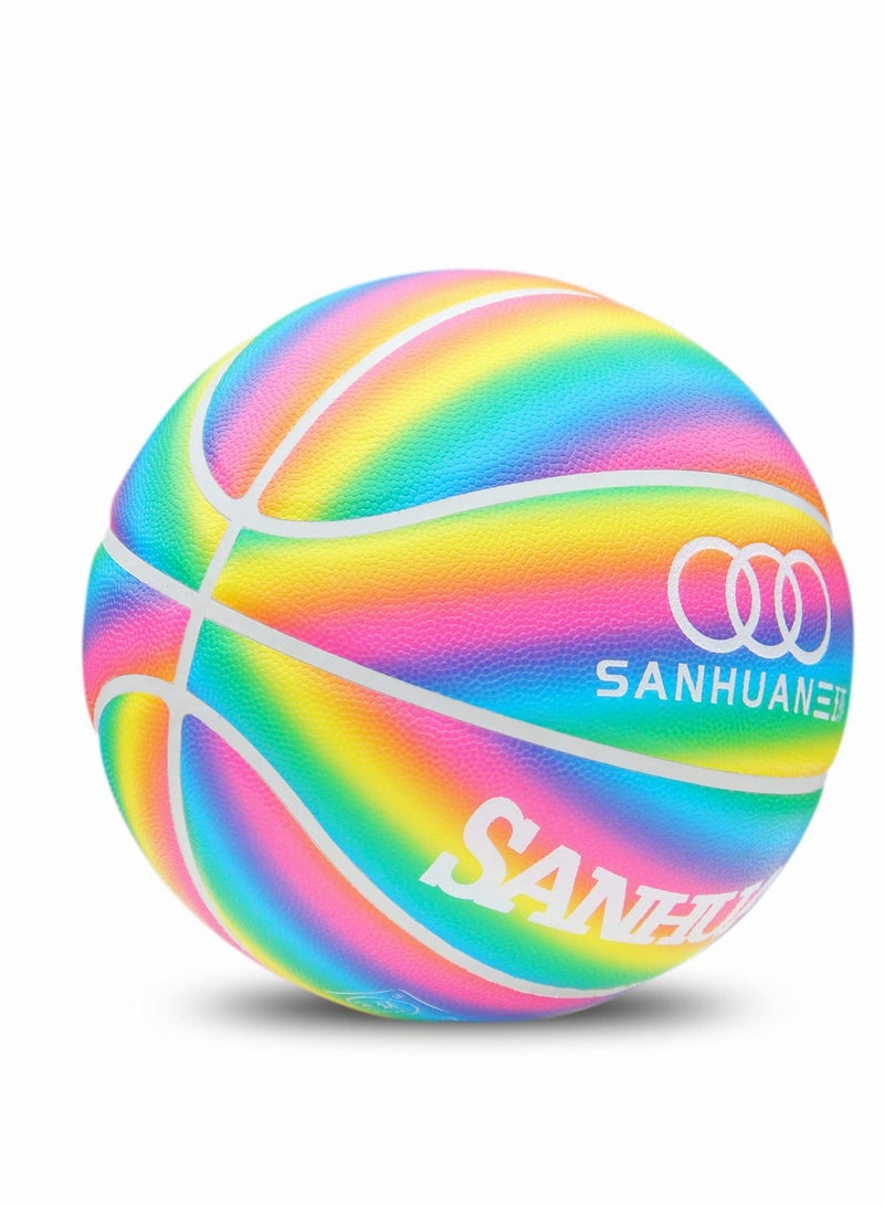 Basketball, Colorful Street Basketball, Foam Rubber Basketball 28.5 with Pump for Indoor and Outdoor for Women, Girls, Boys and Youth, Youth Game Ball for Kids Indoor and Outdoor Basketball Games