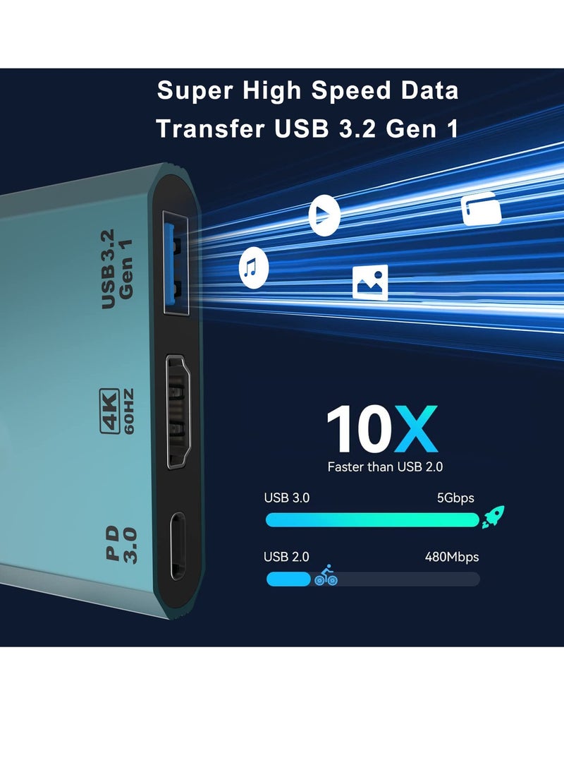 USB-C to HDMI Adapter USB Type-C HUB 3in1 Computer Expansion Dock with 4K@60HZ HDMI PD 100W Charger & USB 3.0 USB-C Thunderbolt 3/4 to USB 3.0 Adapter Compatible with iPad M1 M2 MacBook Surface