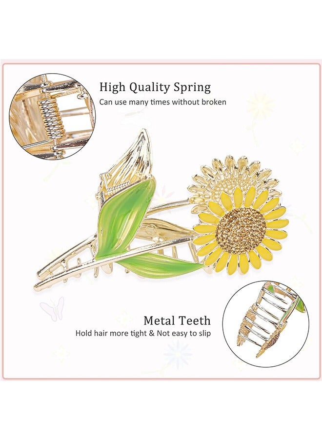 6Pcs Large Metal Flower Hair Claw Clips, Tulip Hair Claw Clip, Sunflower Hair Clips, Non-Slip No Broken Hair Clamps, Lily Flower Hair Hold Clip for Women Thin and Thick Hair