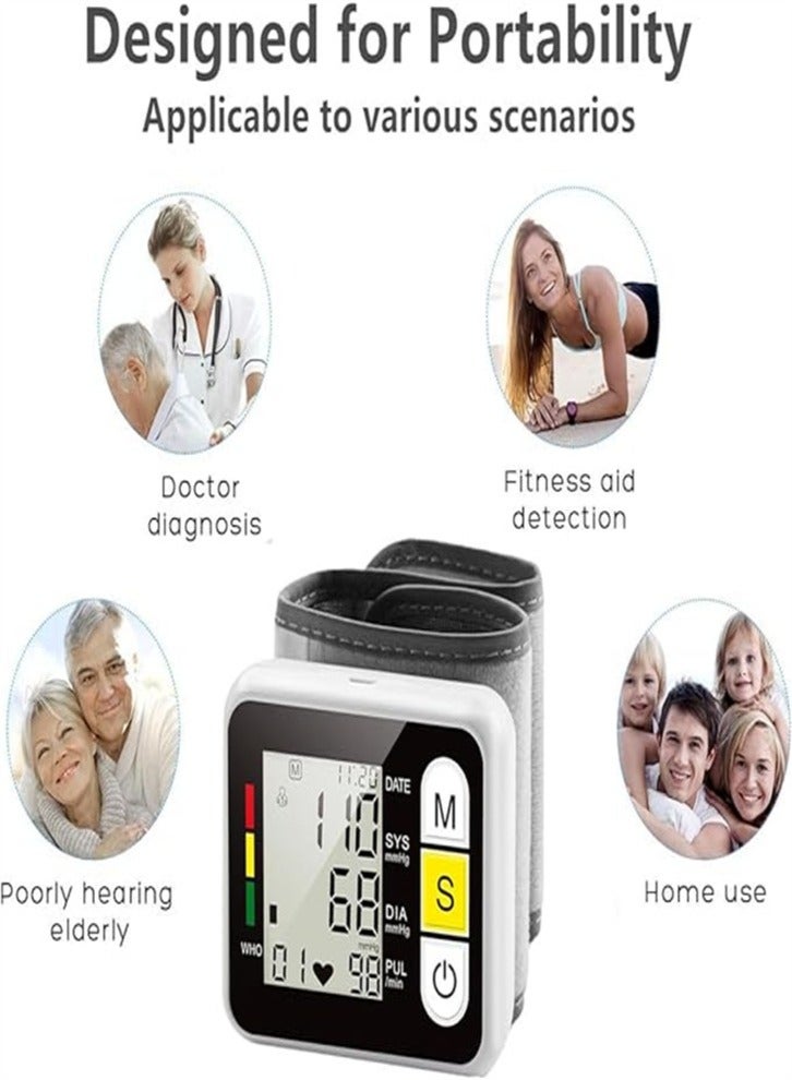 Wrist blood pressure monitor, fully automatic blood pressure monitor suitable for home office travel use （Black）