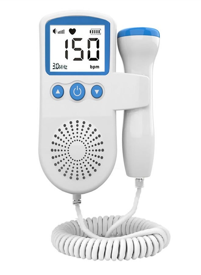 Doppler Fetal Rate Monitor Baby Fetal Sound Heart Detector Lcd Display（blue ）