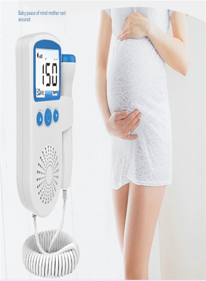 Doppler Fetal Rate Monitor Baby Fetal Sound Heart Detector Lcd Display（blue ）