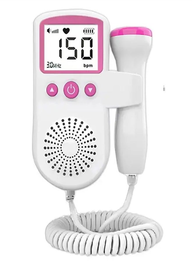 Doppler Fetal Rate Monitor Baby Fetal Sound Heart Detector Lcd Display（pink ）