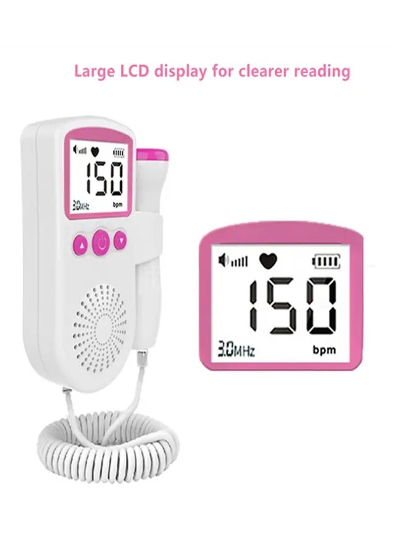 Doppler Fetal Rate Monitor Baby Fetal Sound Heart Detector Lcd Display（pink ）