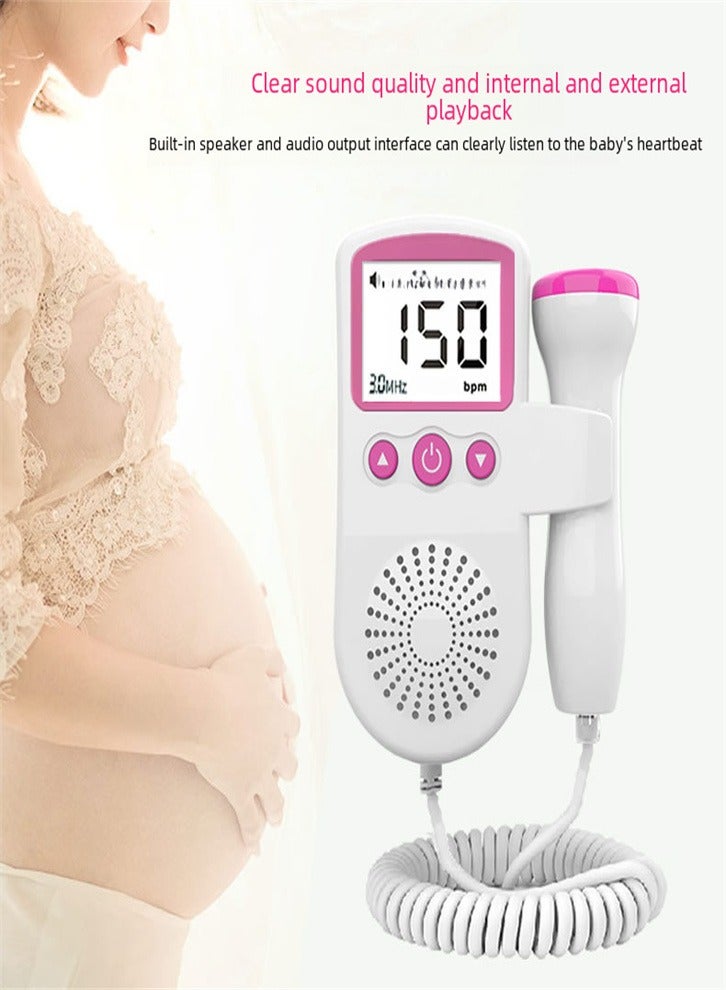Doppler Fetal Rate Monitor Baby Fetal Sound Heart Detector Lcd Display（pink ）