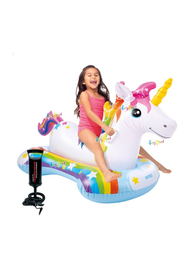 Magical Unicorn Ride-On Inflatable Pool FloatMagical Unicorn Ride-On Inflatable Pool Float With Double Quick I Air Pump
