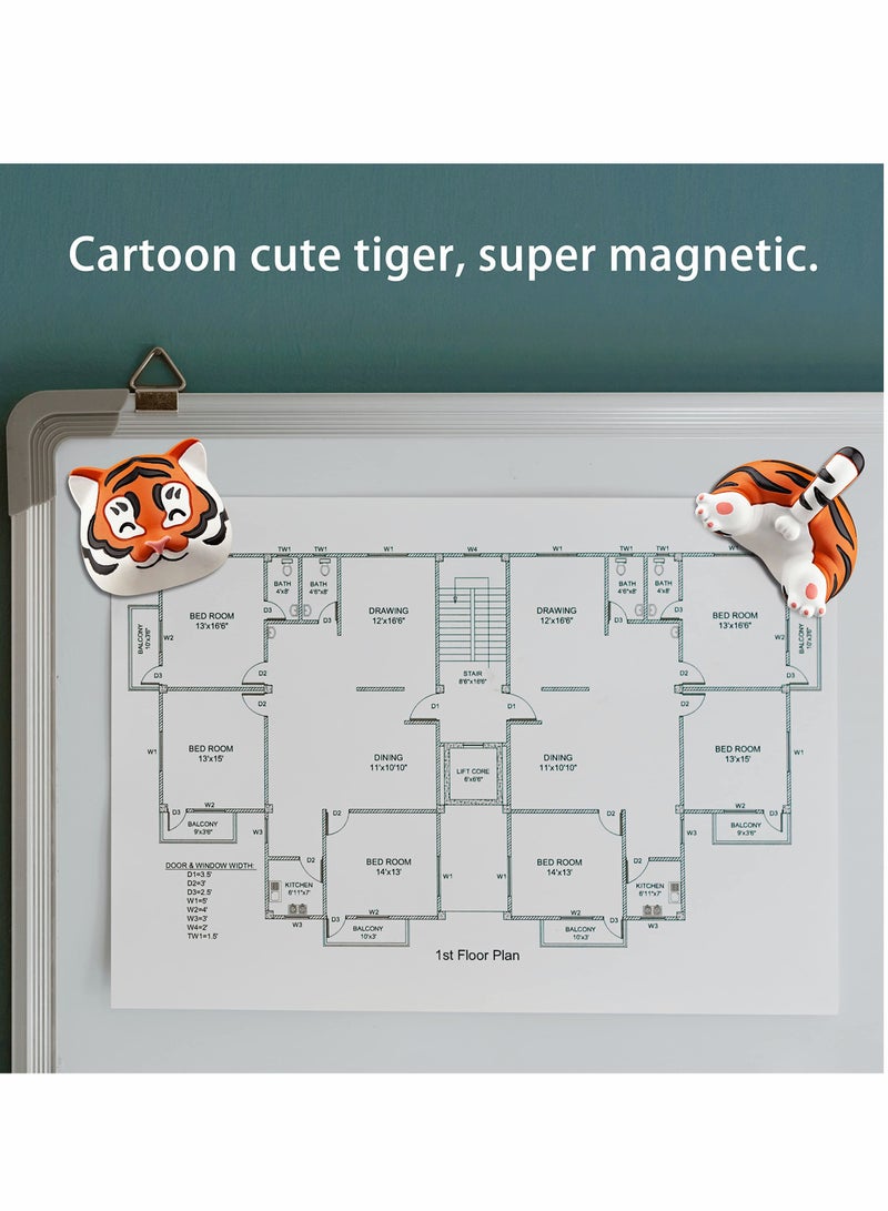 Tiger Tiger Head Magnet for Refrigerator Cute Items for Tiger Lovers-Practical Refrigerator Decorations Fun Gifts 2 Sets of Magnet Decorations for Office and Home