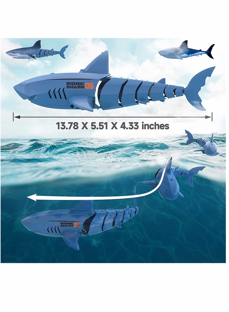 Remote Control Shark Toys for 3 4 5 6 Year Old Boys Alpharev A801 Shark Toys for Kids Simulated RC Shark for Swimming Pool Bathroom Great Gift for Kids with Rechargeable Battery Blue