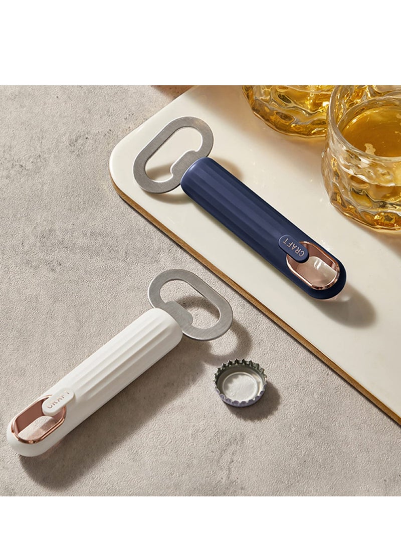 Bottle Opener Ergonomic Handle Stainless Steel Wall mounted Can Opener 2Pcs Beer Bottle Openers Opener Can Tapper for Home Kitchen Bar Mini Bottle Opener for Daily Use and Gift White blue