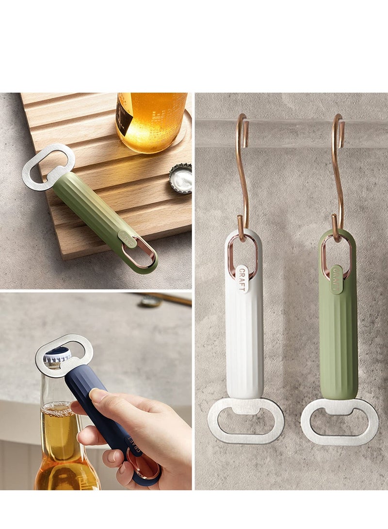 Bottle Opener Ergonomic Handle Stainless Steel Wall mounted Can Opener 2Pcs Beer Bottle Openers Opener Can Tapper for Home Kitchen Bar Mini Bottle Opener for Daily Use and Gift White blue