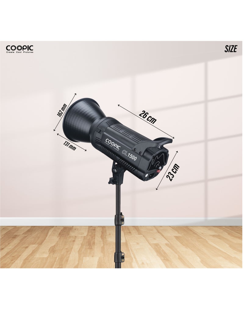 COOPIC Create Cool Picture 18000LM 5600K Studio Lighting with 96+ CRI, TLCI, Adjustable Brightness, Aluminum Alloy Cooling, LED Video Light for Filming, Videography, and Product Photography (CL1500)