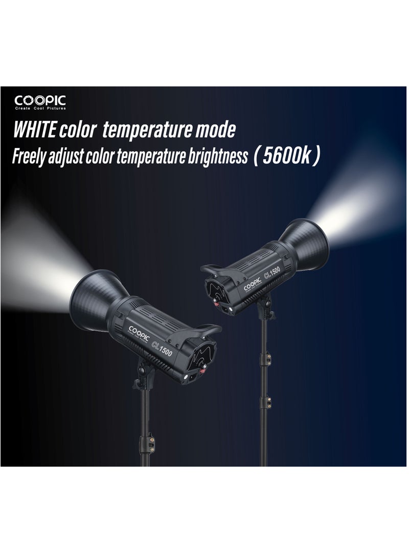 COOPIC Create Cool Picture 18000LM 5600K Studio Lighting with 96+ CRI, TLCI, Adjustable Brightness, Aluminum Alloy Cooling, LED Video Light for Filming, Videography, and Product Photography (CL1500)