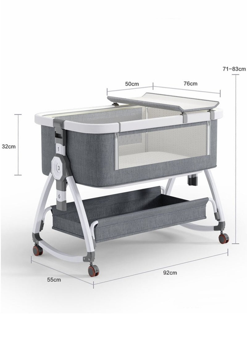 Newborn Crib, Splicing Big Bed, Portable Foldable Baby Bed, Multifunctional Movable Cradle Bed