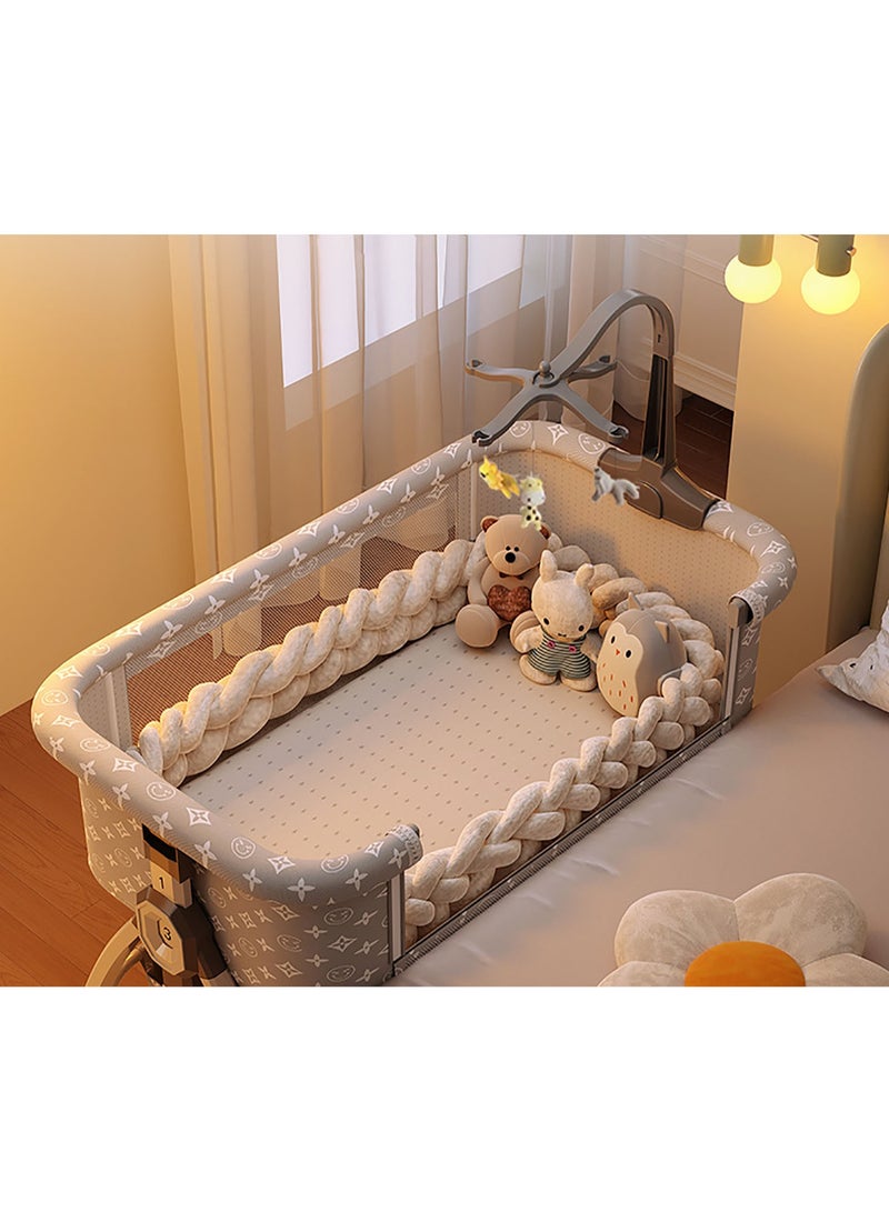 Newborn Crib, Splicing Big Bed, Portable Foldable Baby Bed, Multifunctional Movable Cradle Bed