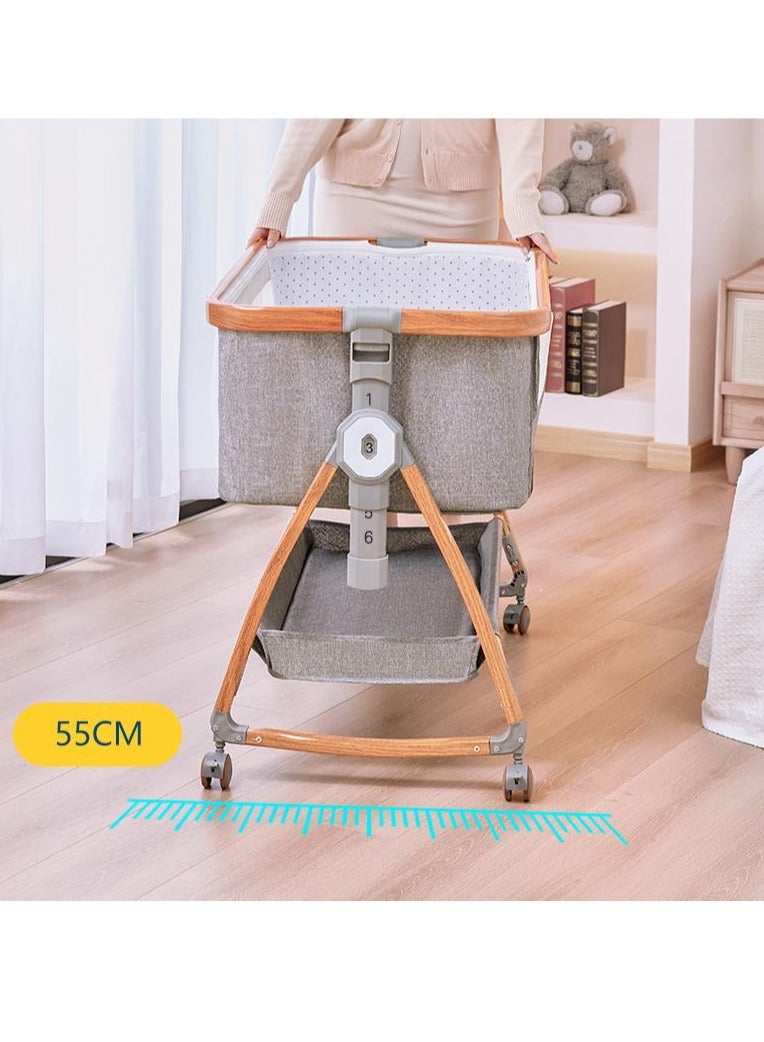 Newborn Crib, Splicing Big Bed, Portable Foldable Baby Bed, Multifunctional Movable Cradle Bed