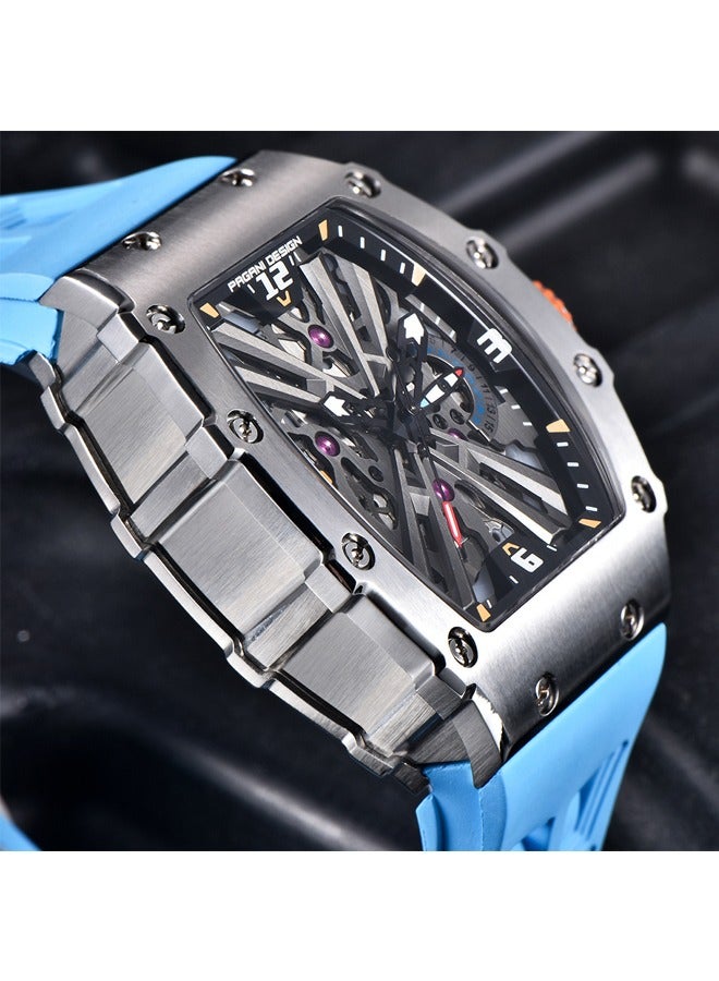 Men's quartz sports watch stainless steel watch 5atm waterproof watch blue wristband   PD-1738 Silver Blue