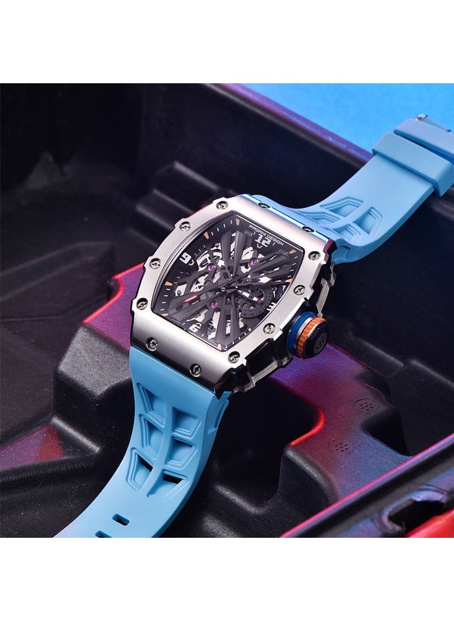 Men's quartz sports watch stainless steel watch 5atm waterproof watch blue wristband   PD-1738 Silver Blue