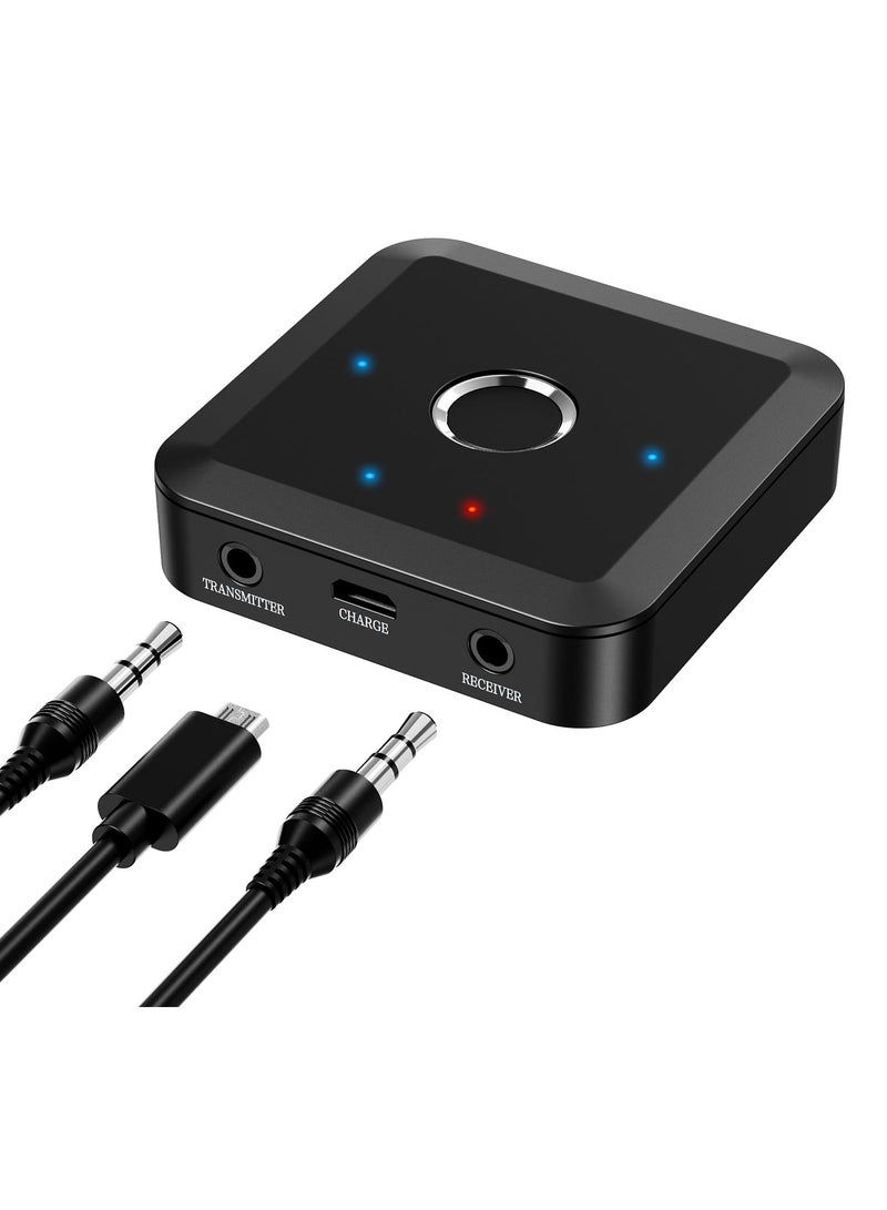 Bluetooth 5.2 Transmitter Receiver for TV with AUX 3.5 Lower Latency with Qualcomm CSR Chip Hi-Fi Sound Wide Compatibility Supports all APT encoding systems APTX Adaptive Audio Adapter for TV