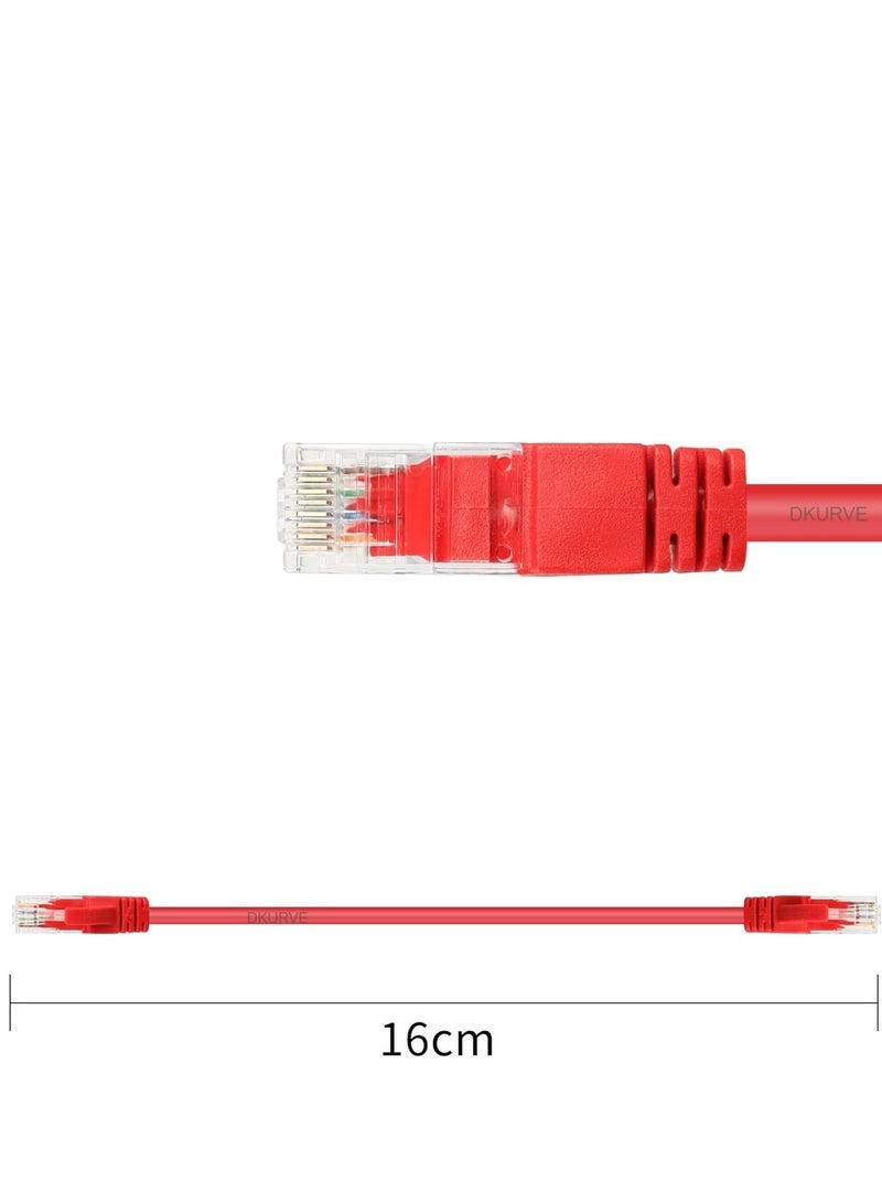 0.16M, Cat 6 Short Ethernet Patch Cables Full Copper, 24 AWG, 10G Support, Gold Plated Red Pack of 12