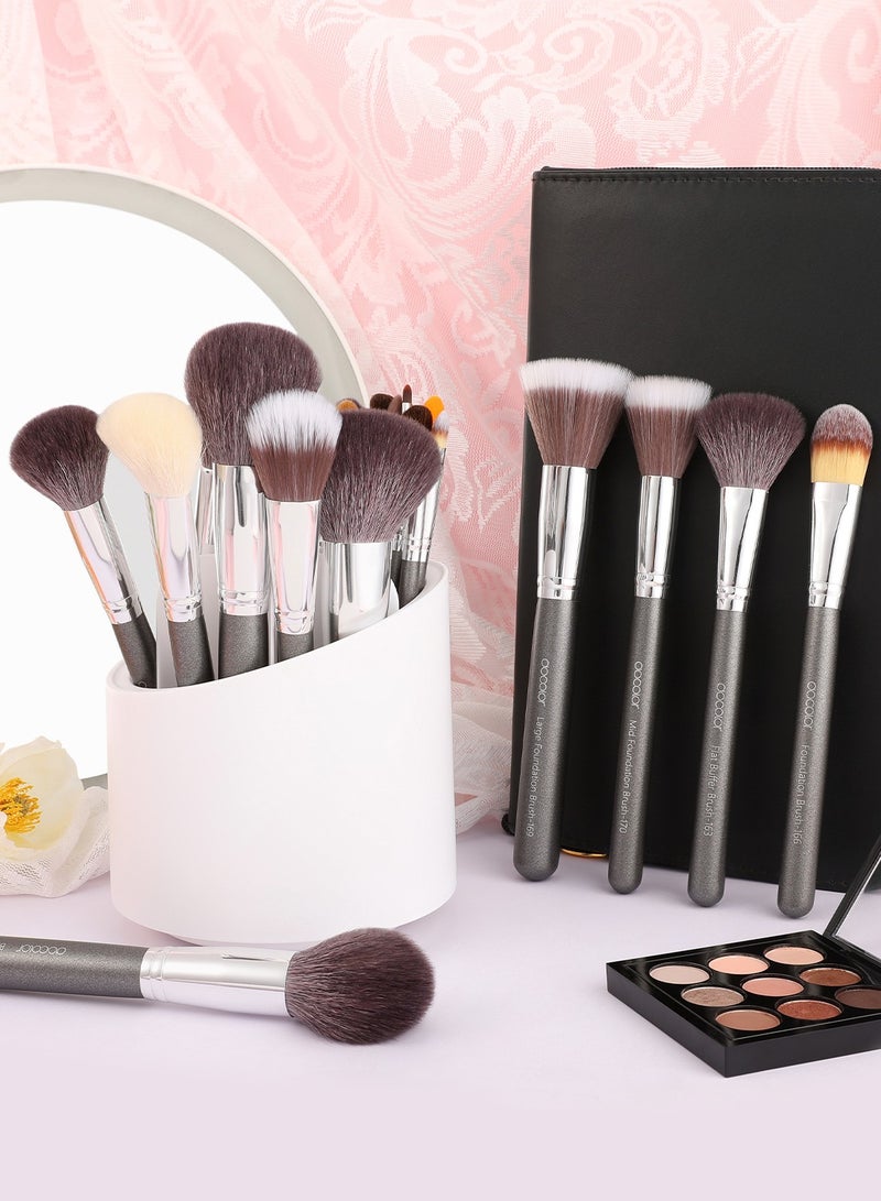 Professional Makeup Brush Set 29Pcs Makeup Brushes Premium Goat Synthetic Fiber Foundation Face Powder Blush Concealer Eyeshadows Make Up Brushes with PU Leather Case